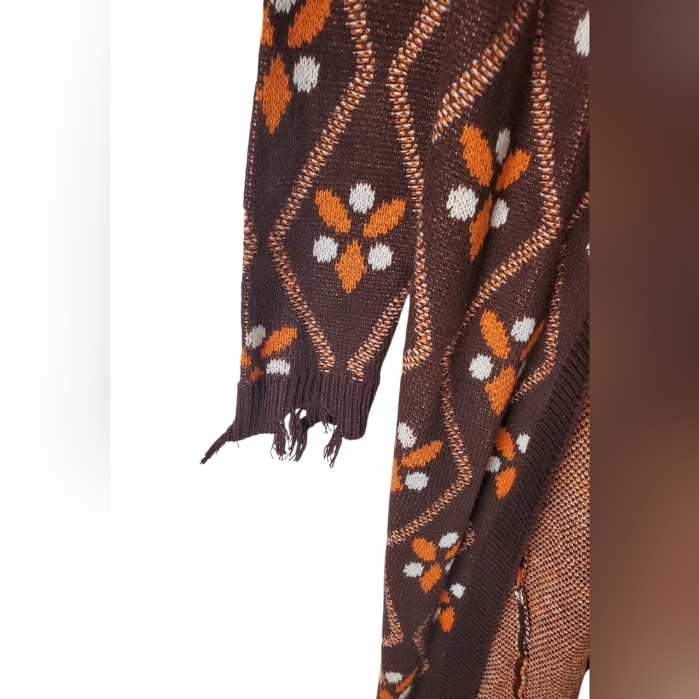 Cato Size XS Brown and Orange Patterned Cardigan - Picture 4 of 7